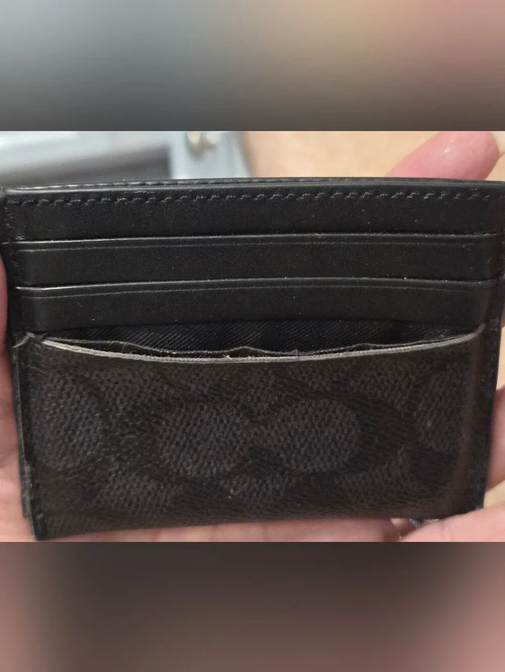 Coach Black Signature Canvas & Leather Slim Card Holder